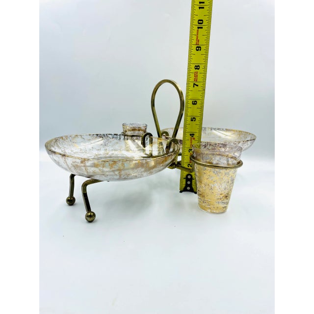 Vintage Georges Briard Gold Leaf 5-Piece Hors d'Oeuvres Caddy or Shrimp Server- 5 Pieces For Sale - Image 11 of 13