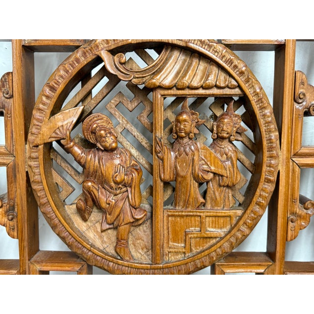 Late 20th Century Chinese Vintage Carved Panels, Pair For Sale - Image 5 of 12