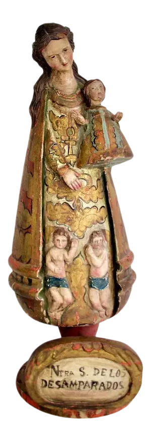 17th Century "Nuestra Señora De Los Desamparados" Wood and Polychrome Image of Valencian Patroness