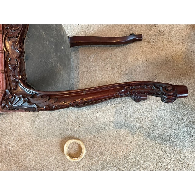 Late 19th Century Victorian Mahogany Parlor Chairs – Carved Elegance With Tapestry Charm (Pair) For Sale - Image 12 of 17