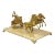 Mid 20th Century Vintage Gold Gilt Metal Roman Horse Drawn Chariot Sculpture on Marble Base For Sale