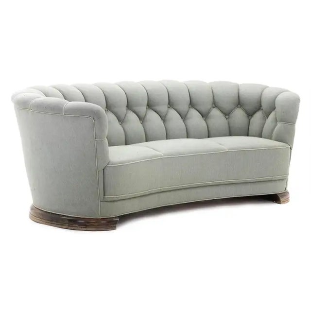 Mid-Century Modern Large Danish 1940s Banana Form Curved Sofa For Sale - Image 3 of 6