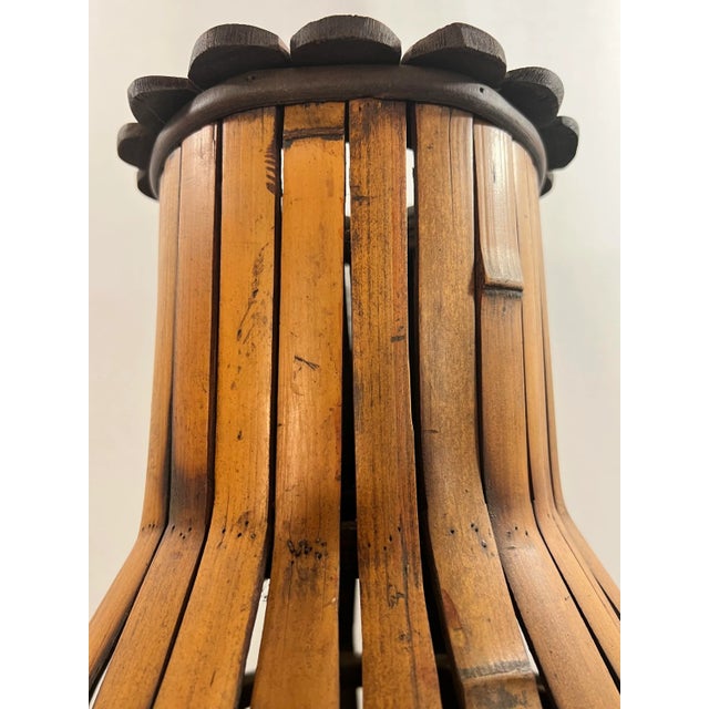 Brown BoHo Chic Split Bamboo Floor Vase For Sale - Image 8 of 9
