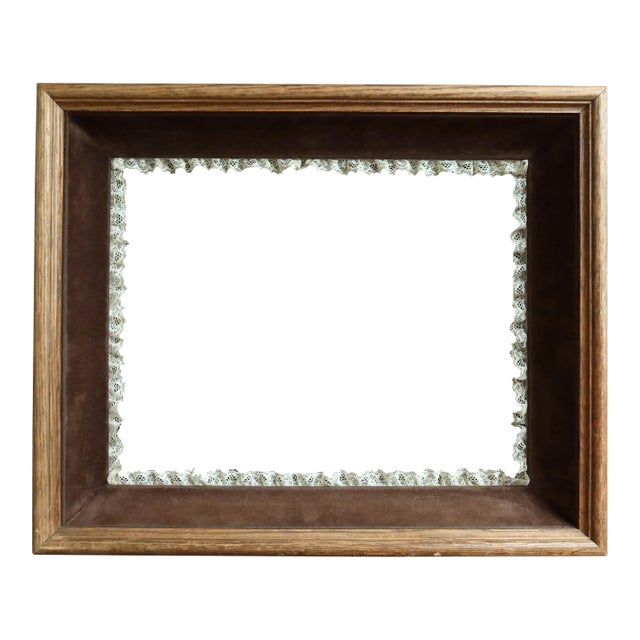 Antique Velvet and Lace Trim Frame For Sale