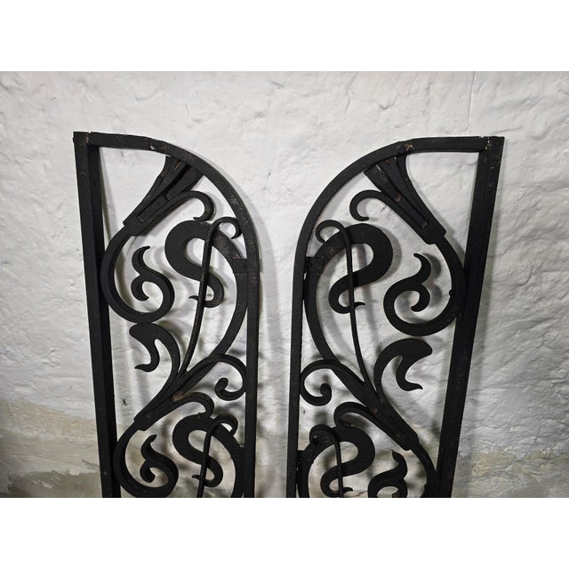 Vintage Art Deco Wrought Iron Gate Doors, 1920s, Set of 2 For Sale - Image 14 of 18