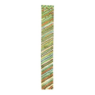 Narrow Checkerboard Vintage Turkish Deco Runner - 1'8" x 10'7" For Sale