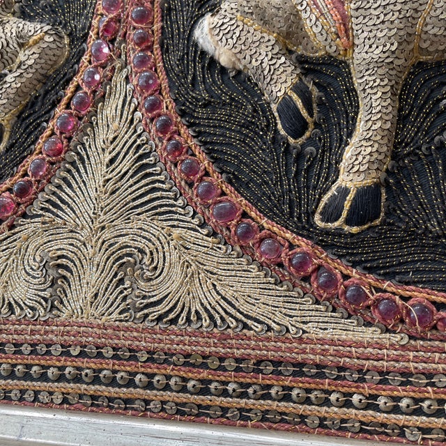 Glass Vintage Frame Burmese Embroidery With Sequins & Glass Balls For Sale - Image 7 of 8