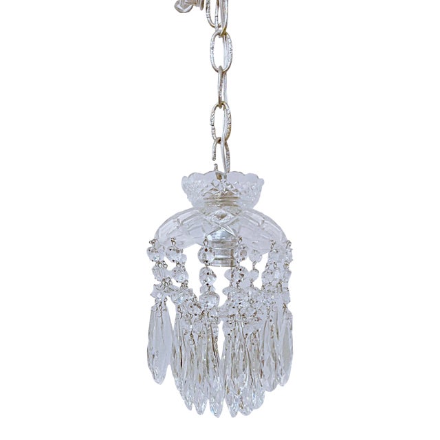 1950s Parachute Chandelier With Hand Cut Glass Dish For Sale