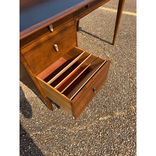 Brown 1950s Drexel Profile Executive Desk by John Van Koert For Sale - Image 8 of 12