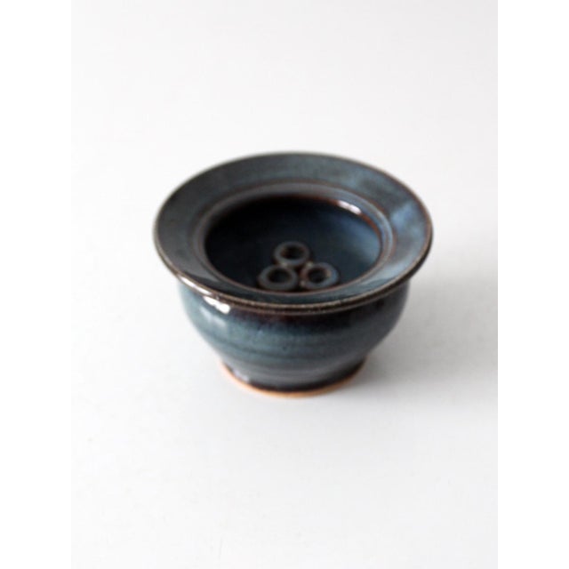 Vintage Handmade Studio Pottery Flower Frog Vase For Sale - Image 4 of 11