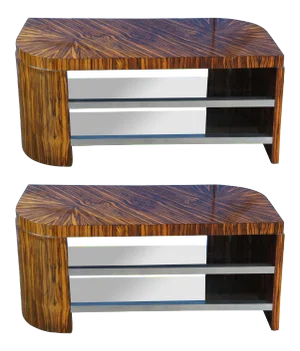 2 Art Deco Macassar Ebony Sculptural Console Coffee Cocktail Tables Pair MCM 54"