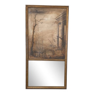 French Trumeau Mirror With Oil Painting on Canvas For Sale