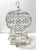 Vintage French Whitewashed Metal Birdcage With Green Glass Jewel Accents For Sale - Image 12 of 12