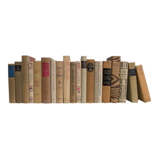 Decorative Books - Vintage Driftwood Books - Tan Books By The Foot For Sale