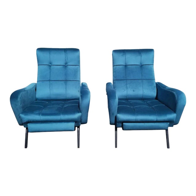 1960s Italian Midcentury Reclining Chairs - A Pair For Sale
