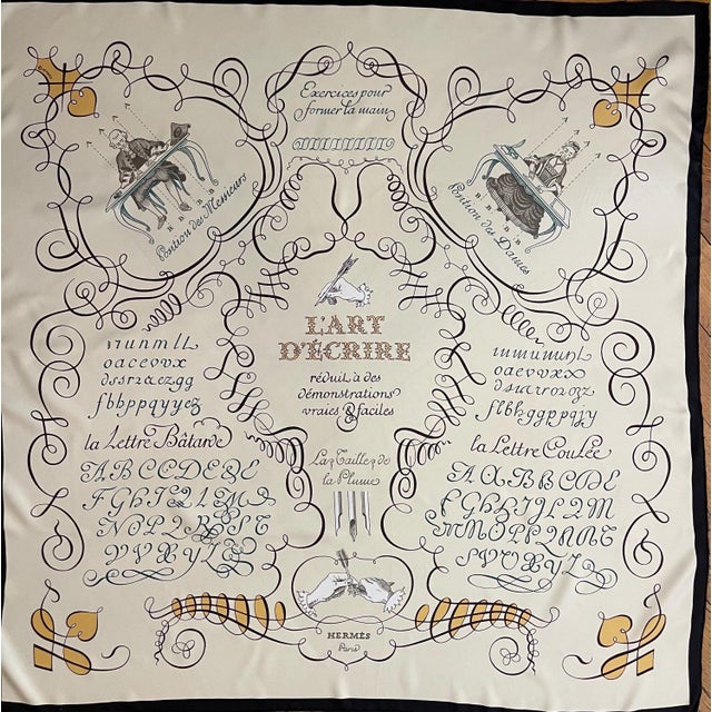 HERMES the ART of WRITING silk scarf by Maurice Tranchant 2005 For Sale - Image 9 of 9