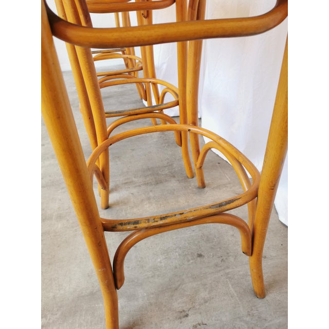 Vintage Bentwood High Pub Stools with Armrests, 1970s, Set of 4 For Sale - Image 17 of 18