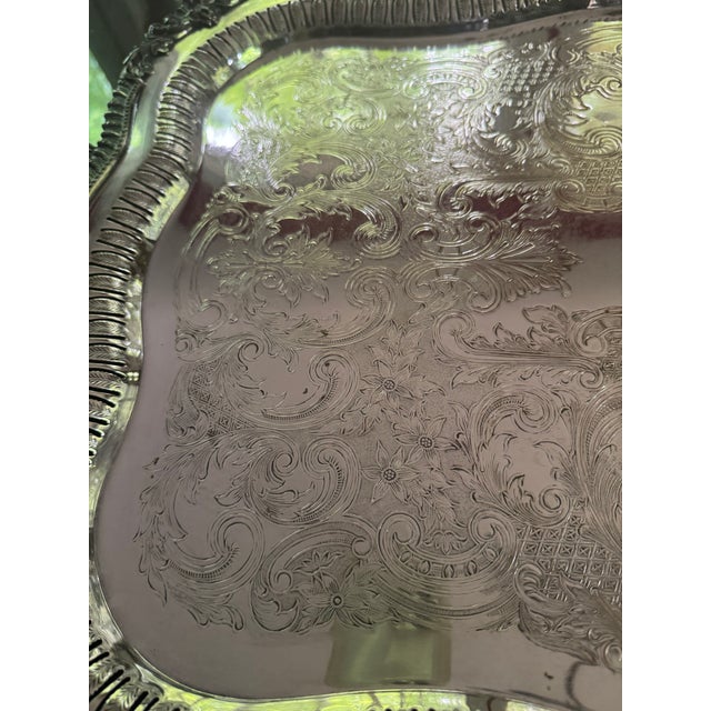 Antique Early 20th Century Rococo Style Large Footed Butler by Crown Silver Co. For Sale - Image 10 of 18