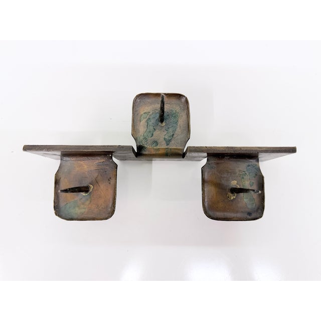 Metal Brutalist Bronze Triple Candlestick by Manfred Bergmeister, 1970s For Sale - Image 7 of 11