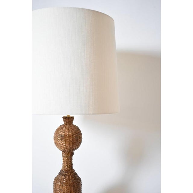 Rattan Skin Baluster Table Lamp, 1970s For Sale - Image 4 of 6