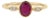 Modern Ruby & Marquise Diamond Three-Stone Bezel Set Ring 14k Yellow Gold Size 6.5 For Sale