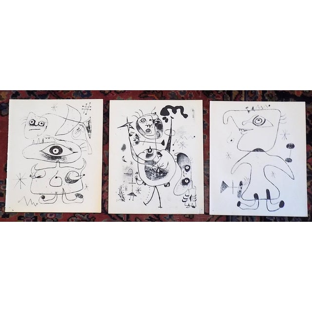 Mid-Century Modern Vintage Abstract Mid 20th Century Joan Miro Lithographs - Set of 3 For Sale - Image 3 of 3