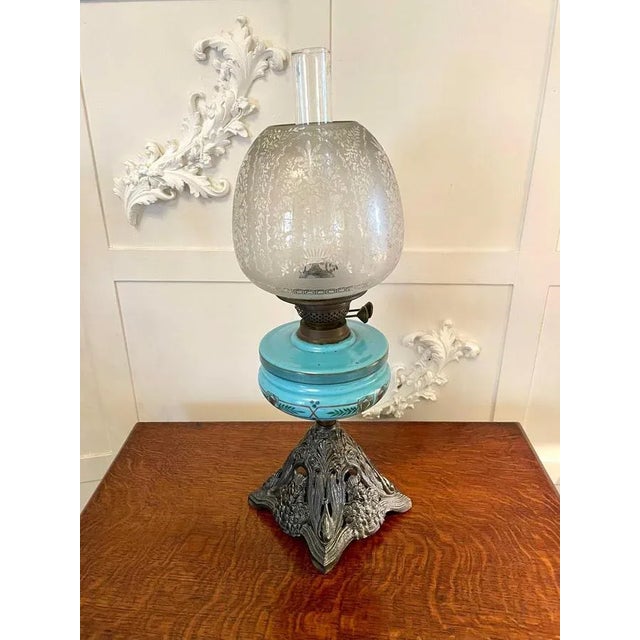 Antique Victorian Oil Lamp For Sale - Image 3 of 5
