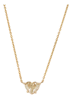 Prong-Set 1Carat Natural Yellow Diamond Heart Necklace in 18k Yellow Gold