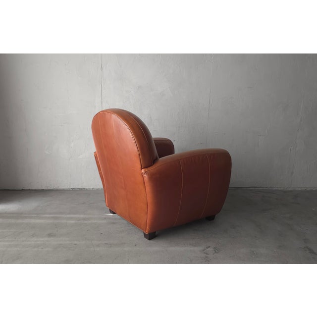 Art Deco Style Patinated Leather Club Chair For Sale In Las Vegas - Image 6 of 8