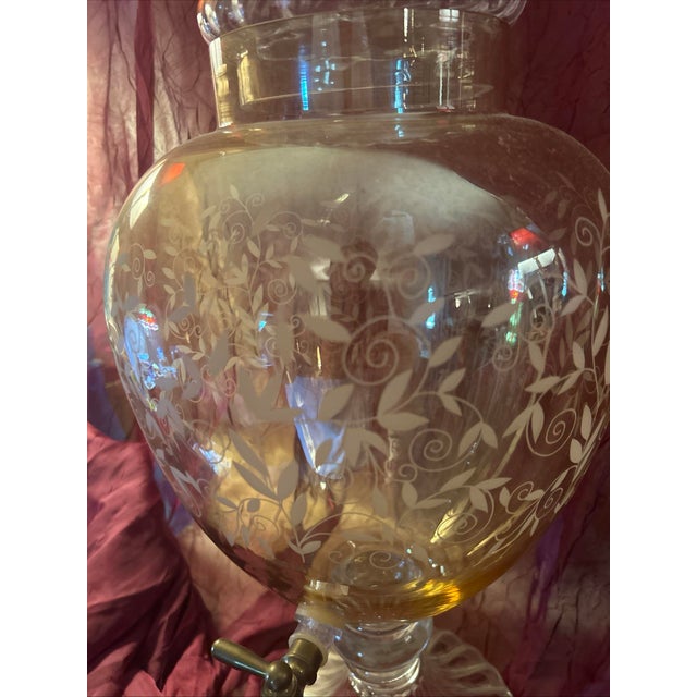 Vintage Empoli Region Tuscany Italy Hand Blown Honey Gold Amber Luxury Beverage Dispenser. For Sale In Tampa - Image 6 of 12