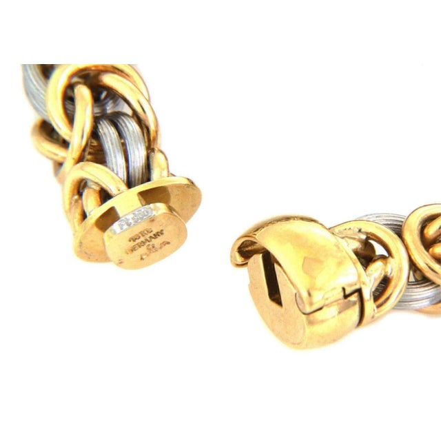Late 20th Century Rom Germany 18k Gold & Platinum Byzantine Link Necklace 127g For Sale - Image 5 of 5