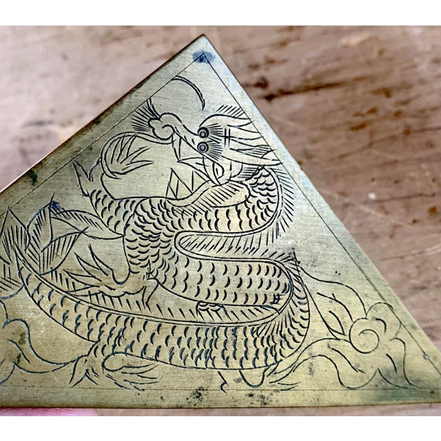 Bronze Dragon Desk Blotter Corners Antique Style Chairish