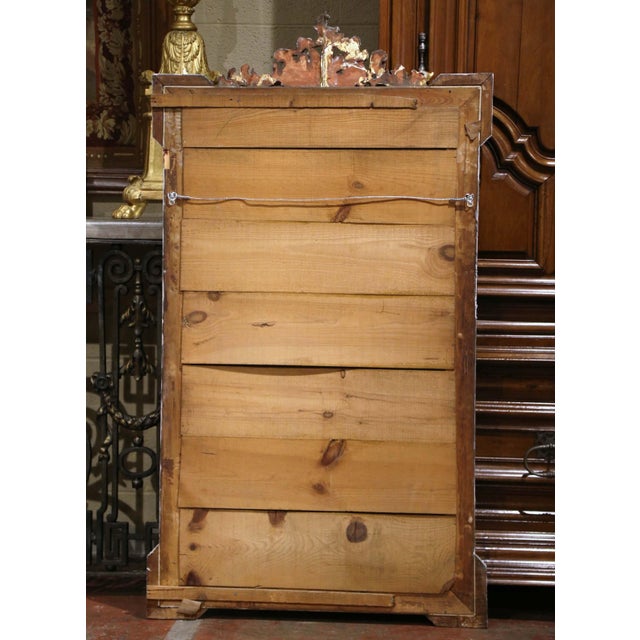 19th Century French Louis XV Gilded and Painted Mirror With Foliate Shell Motif For Sale In Dallas - Image 6 of 7