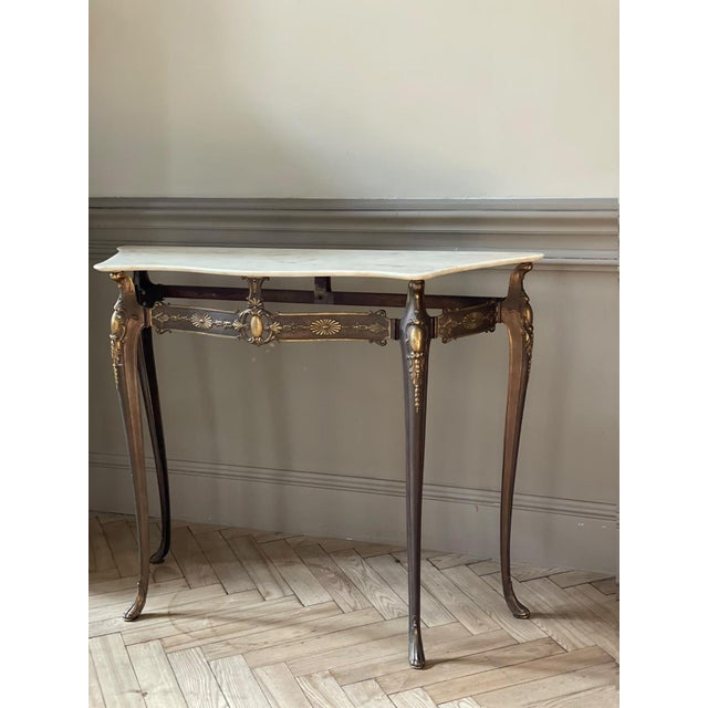 Mid-Century Modern Vintage Italian Console Table with Marble Top, 1960 For Sale - Image 3 of 8
