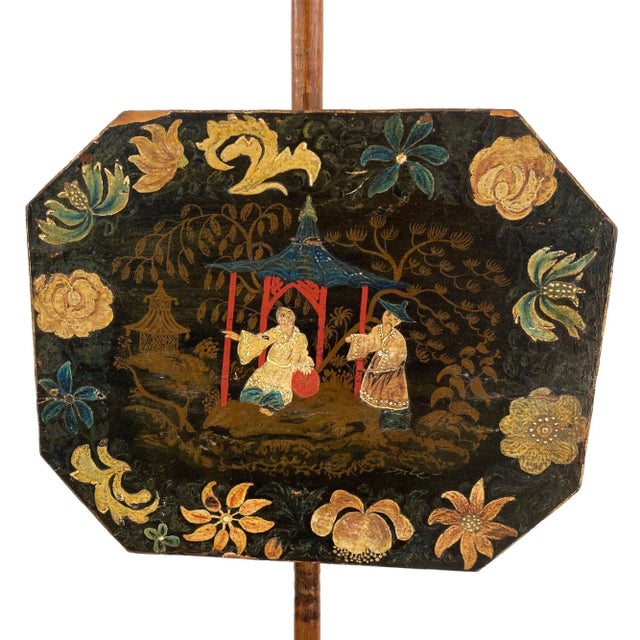 Figurative Rare American Japanned Federal Pole Screen Circa 1800 For Sale - Image 3 of 10