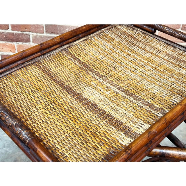 Vintage Hollywood Regency / Chinoiserie Burnt Bamboo & Rattan Wine Rack For Sale - Image 10 of 11