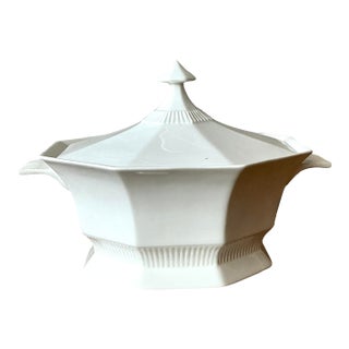 Vintage Boho Ironstone Lidded Bowl For Sale