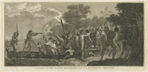 Capt. Cook Aiming His Gun Near Islands of the New Hebrides, 1803, Paper