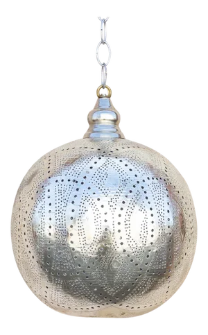Metallic Silver Moorish Sphere Pendant Lantern