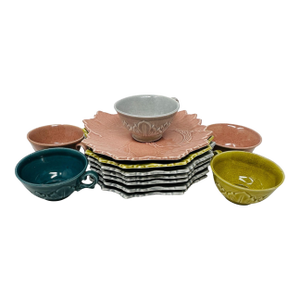 Vintage Steubenville Woodfield Snack Set (Mix & Match) | 1940s-1950s Mid Century Modern "Tea & Toast" Plates & Cups | Usa Pottery | 12 PCS