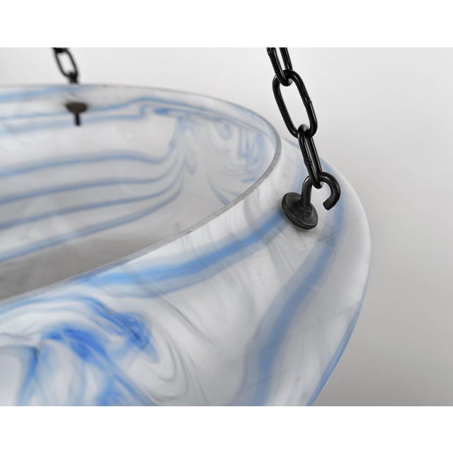 Vintage Blue and White Streaky Glass Flycatcher / Plafonnier Ceiling Lamp Shade, 1930s For Sale - Image 4 of 5