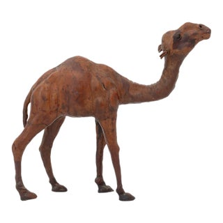 Standing Camel Leather Covered Sculpture, 20th Century For Sale