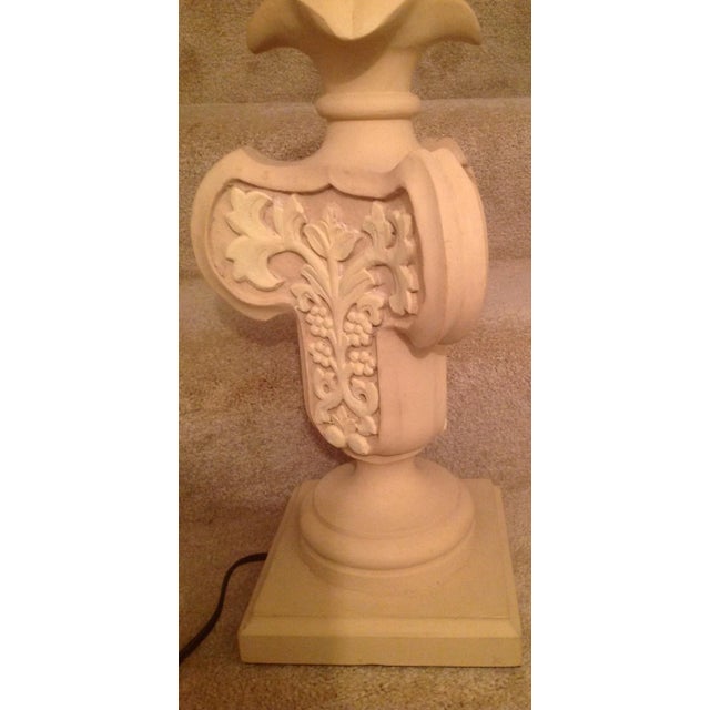Wood Hand Carved Three Dimensional Classic Lamp For Sale - Image 7 of 13