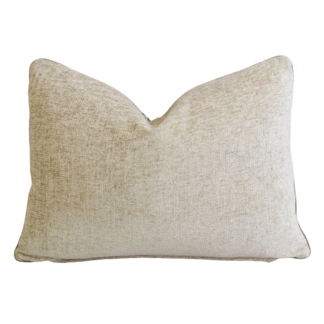 Designer Antelope Velvety-Chenille Feather/Down Pillows 22" X 16" - Pair For Sale In Los Angeles - Image 6 of 7