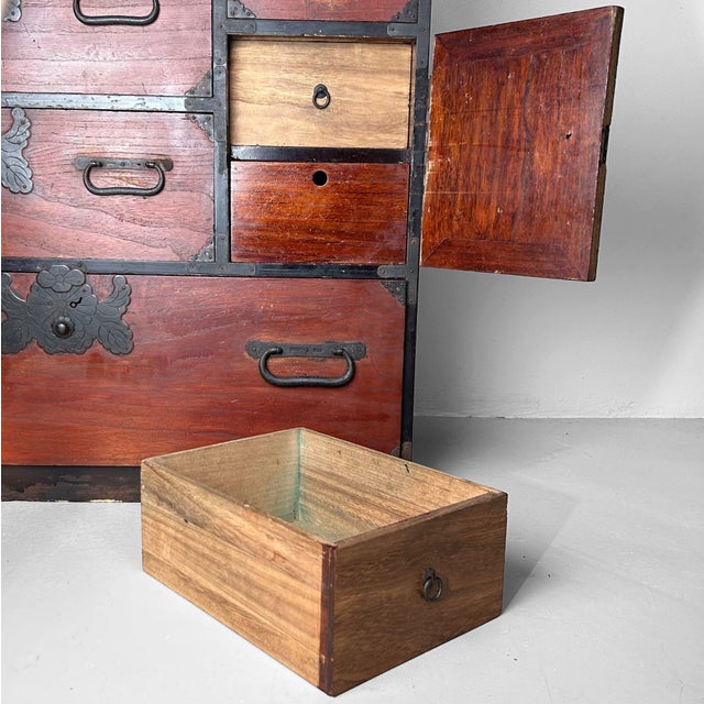 Black Antique Japanese Tansu Storage Cabinet with Secret Compartment, 1900s For Sale - Image 8 of 16