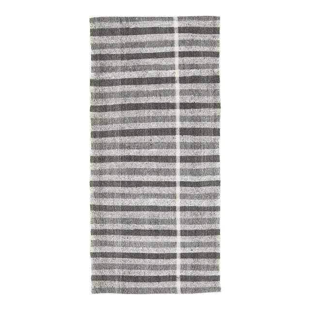 Vintage Turkish Hand-Knotted Wool Cotton Beige Kilim Runner Rug For Sale