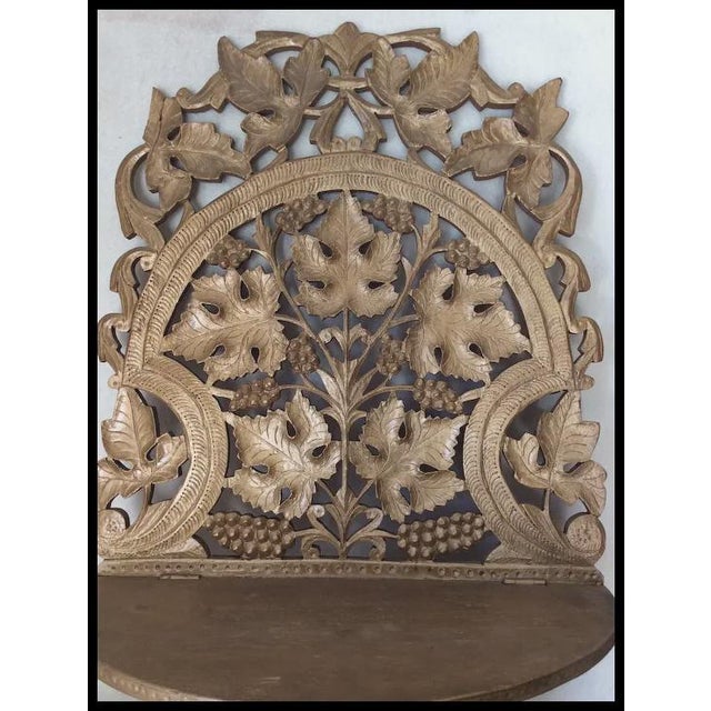 Victorian Antique Hand Carved Wood Shelf With Leaf Motif, Victorian, Cottage For Sale - Image 3 of 9