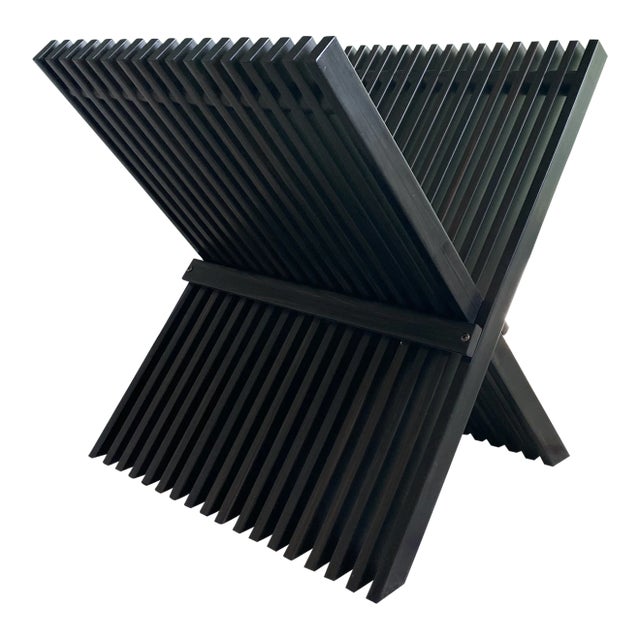 Late 20th Century Mid-Century Modern Black Acrylic Foldable Magazine Rack For Sale