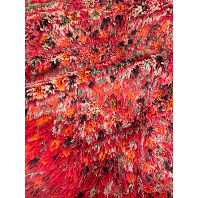 Vintage Moroccan Beni M'Guild Berber Rug – Handwoven Wool Carpet – Deep Red Tribal Design For Sale - Image 6 of 10