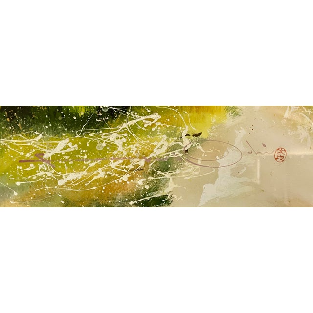 Late 20th Century Mid-Century Modern Abstract Landscape Mixed Media Painting by S. Shin - Framed For Sale In Boise - Image 6 of 6